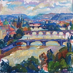 Beloved Prague, 40x40, oil painting