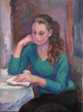Čtenářka, 30x40, oil painting