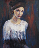 Dáma z kabaretu, 50x40, oil painting