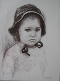 Malé děvčátko, 21x15, Rötelzeichnung