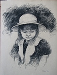 Děvčátko na louce,30x40, kresba uhlem