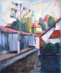 Terasa Café Bárta v Mikulově,50x60, oil painting