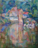 Zrcadlení - Sázava,73x58 oil painting