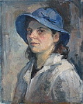 * A Blue Hat, 40x50, oil painting
